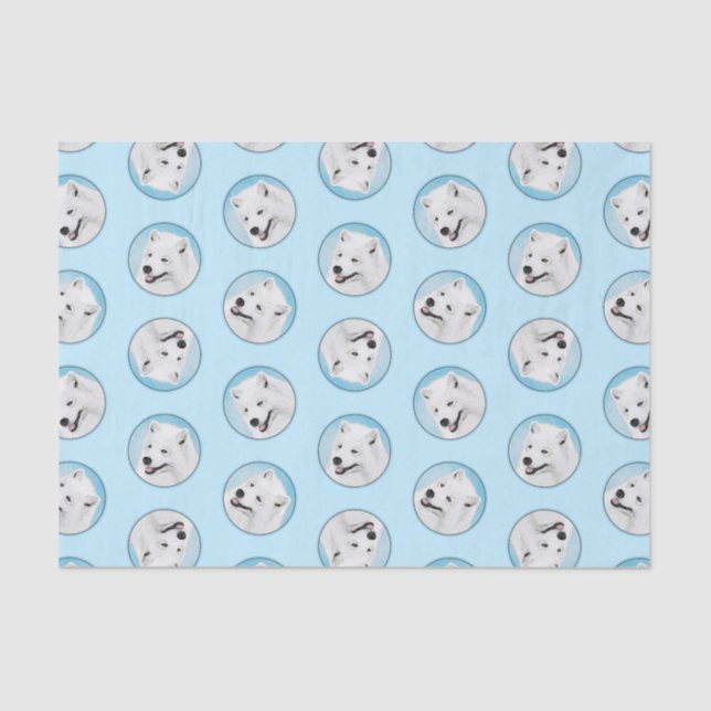 Papel De Seda Pintura Samoyed Blanco Cute Original Mascota Perro (Anverso)