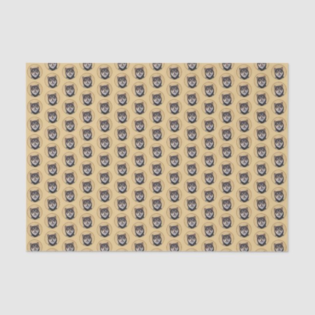 Papel De Seda Pintura Shiba Inu (Negro y Tan) - Arte de perro (Anverso)