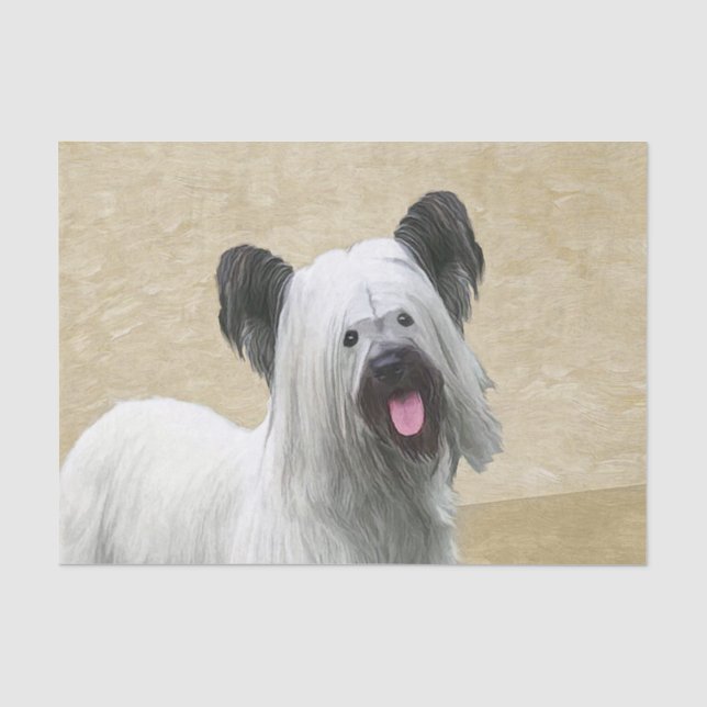 Papel De Seda Pintura Skye Terrier - Arte Perro Original. (Anverso)