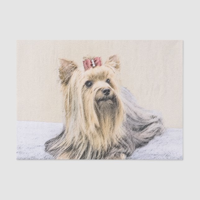 Papel De Seda Pintura Terrier de Yorkshire - Arte Perro Original (Anverso)