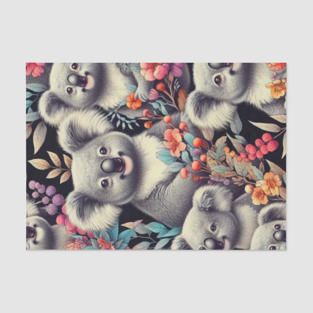 Papel De Seda Pintura vintage de Cute Koala (Anverso)