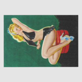 Papel De Seda Pinup Art - Hermosa joven vestida de negro