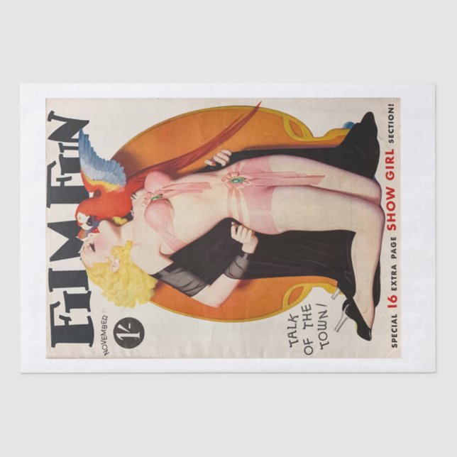 Papel De Seda Pinup Chica y el loro  (Anverso)