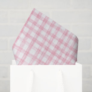 Papel De Seda Pinza blanca rosada moderna de Gingham dibujada a