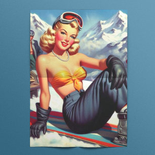 Papel De Seda Pinza de Snowboard de época