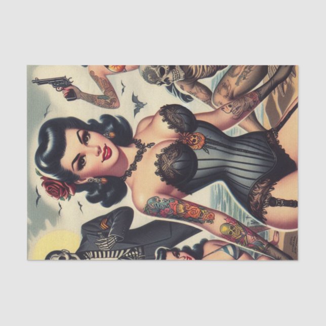 Papel De Seda Pinza gótica de verano retro (Anverso)