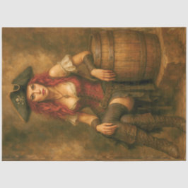 Papel De Seda Pirata con barril | Decoupage náutico caribeño