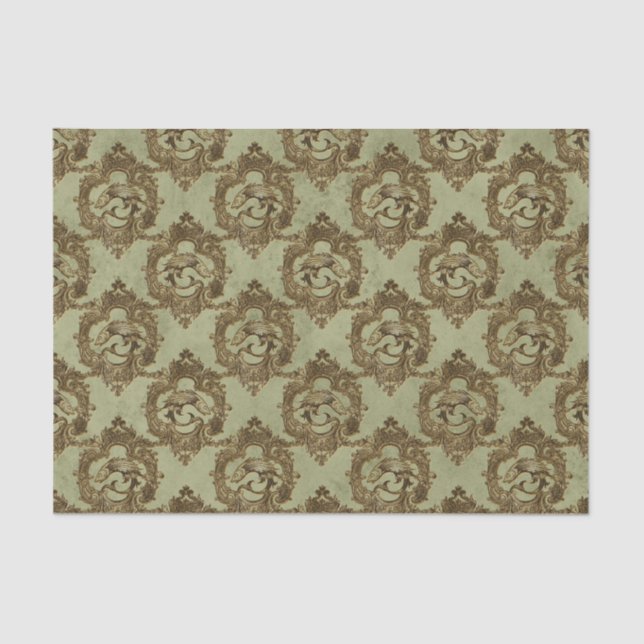 Papel De Seda Pirata nautical de peces de época (Anverso)