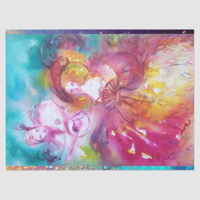 Papel De Seda PIRO Y ARLECCHINA: acuarela del carnaval veneciano (Anverso)