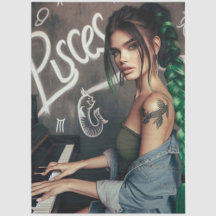 Pisces Zodiac Músico Piano Decoupage