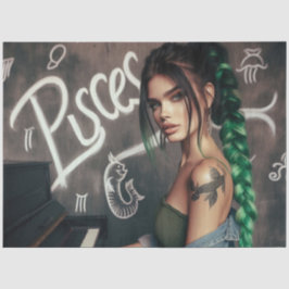 Papel De Seda Pisces Zodiac Músico Piano Decoupage