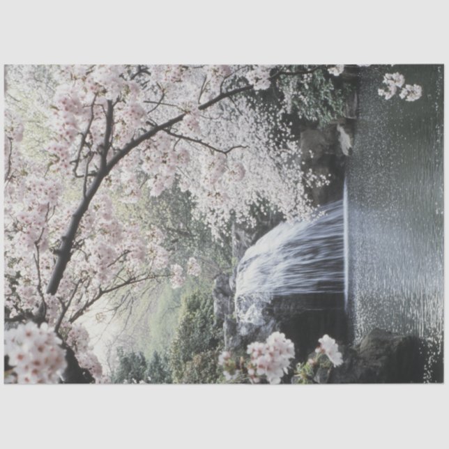 Papel De Seda Piscina tranquila de la cascada de arena rosa (Anverso)