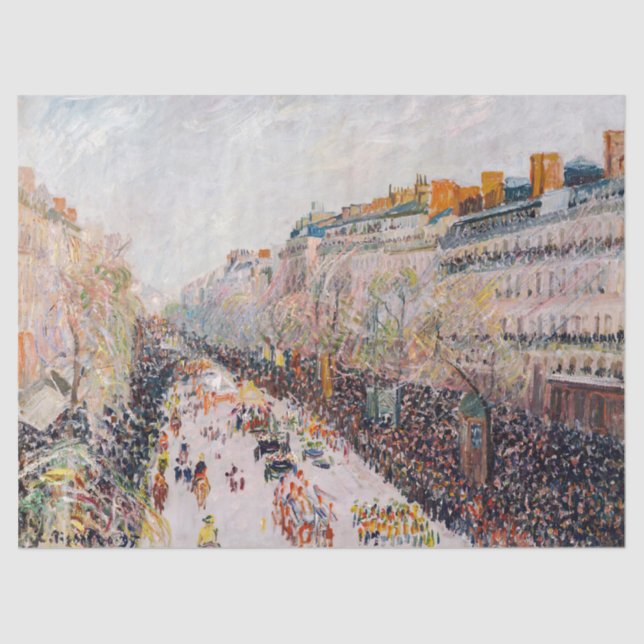 Papel De Seda Pissarro - Montmartre, Mardi Gras en el Boulevard (Anverso)