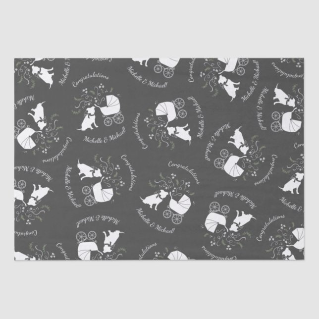 Papel De Seda Pit Bulldog Baby Shower Género Neutral Pitbull (Anverso)