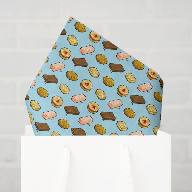 Papel De Seda Pixel Art Tasty Cookie Biscuit Pattern (Bolsa de regalo)