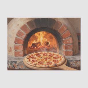 Papel De Seda Pizza de Pepperoni a la Leña Rústica Italiana 