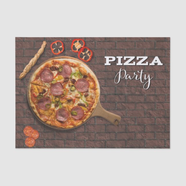 Papel De Seda Pizza Pie Party on Brick (Anverso)