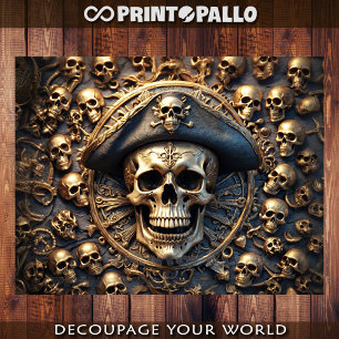 Papel De Seda Placa de cráneo de pirata