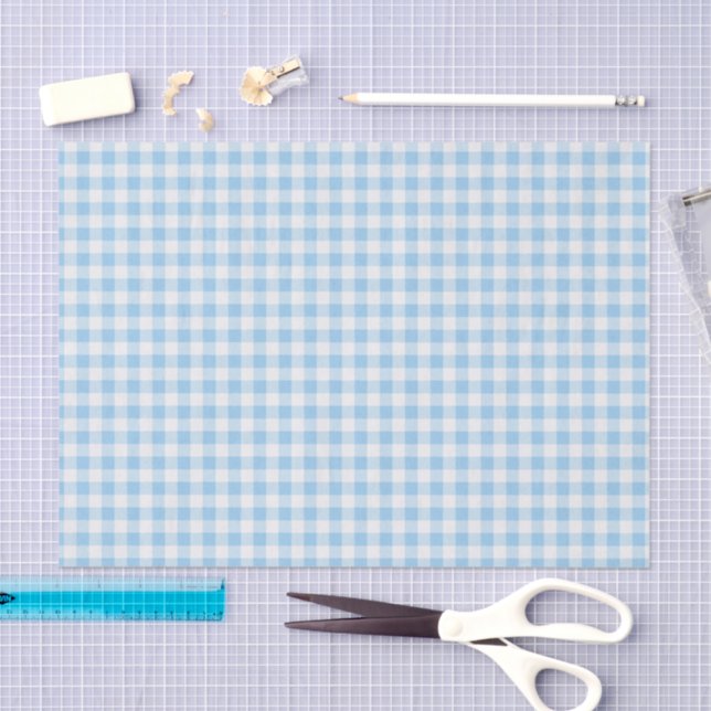 Papel De Seda Placa de Gingham azul y blanca (Artesanía)