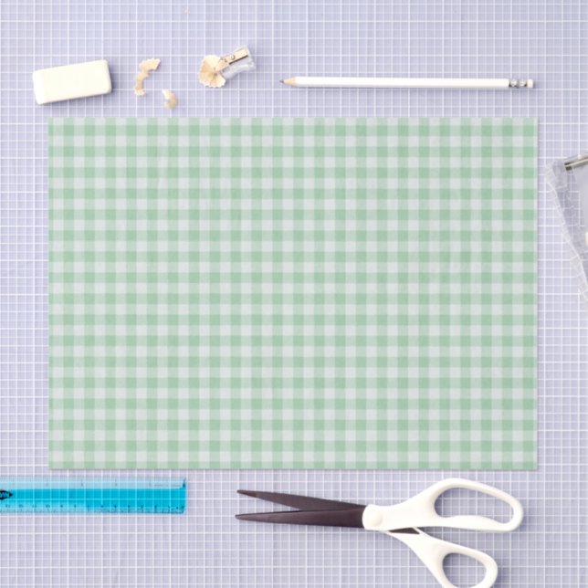 Papel De Seda Placa de Gingham verde y blanca (Artesanía)