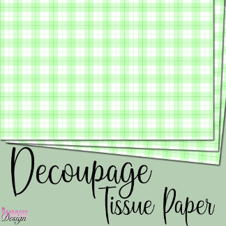 Papel De Seda Placa de tartán blanco y verde fresco