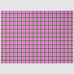 Papel De Seda Placa Tartán rosa y negro caliente