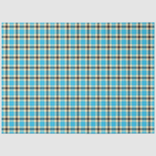 Papel De Seda Placa turquesa y negra de tartán