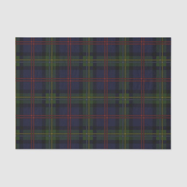 Papel De Seda Plaid Clan Malcolm Green Purple Black Check Tartán (Anverso)