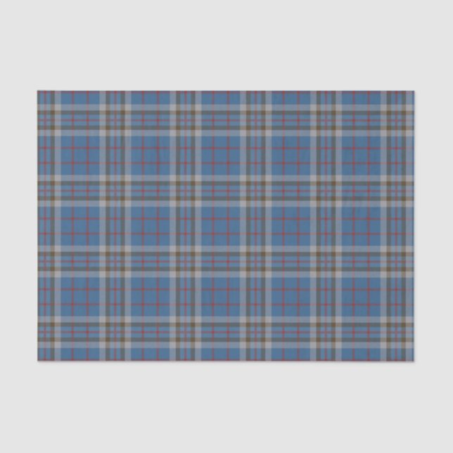 Papel De Seda Plaid Clan Thompson Gray Blue Check Tartán (Anverso)
