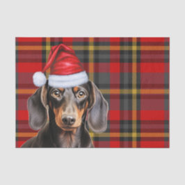 Papel De Seda Plaid de Navidad Rojo Abrigo Liso Dachshund Navida