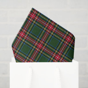 Papel De Seda Plaid Navidad Verde