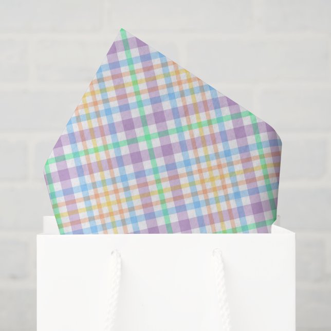 Papel De Seda Plaid Pastel  (Bolsa de regalo)