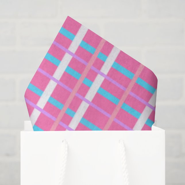 Papel De Seda Plaid Pop Rosa (Bolsa de regalo)
