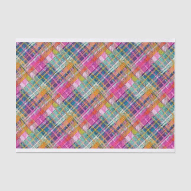 Papel De Seda Plaid Preppy, Diagonal Número 5 (Anverso)