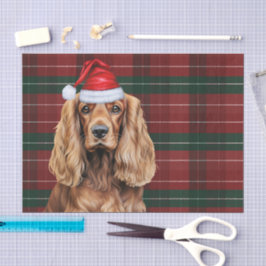 Papel De Seda Plaid rojo perro Cocker Spaniel Navidad