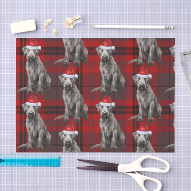 Papel De Seda Plaid Rojo Perro de Vacaciones Irish Wolfhound (Artesanía)