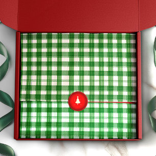 Papel De Seda Plaid Tradicional Verde Rústico y Blanco a Cuadros