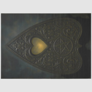 Papel De Seda Plancheta negra mística con pentagrama y corazón