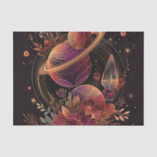 Papel De Seda Planeta del Anillo de Cristal de Fantasía Espacial