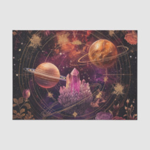 Papel De Seda Planeta Floral Cósmico Nebulosa Púrpura Espacio