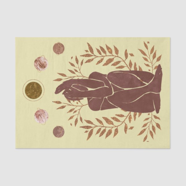 Papel De Seda Planetas desvanecidos hombre plantas pensando hoja (Anverso)