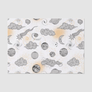 Papel De Seda Planetas nubes disparando a las estrellas con el p