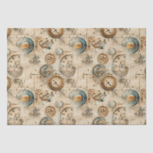 Papel De Seda Plano mecánico retro sepia marrón