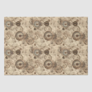 Papel De Seda Planos mecánicos retro sepia marrón