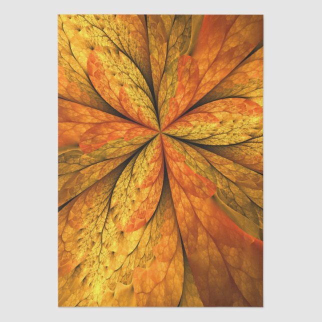 Papel De Seda Planta de otoño, hoja de arte fractal abstracta mo (Anverso)