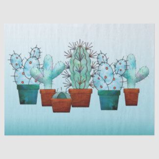 Papel De Seda Plantas de cactus del desierto acuarela