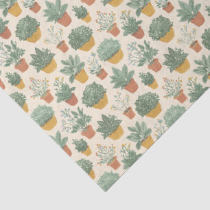 Papel De Seda Plantas en Macetas Estilo de Ilustración Botánica 