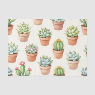 Papel De Seda Plantas Suculentas Patrón Continuo Macetas de Terr