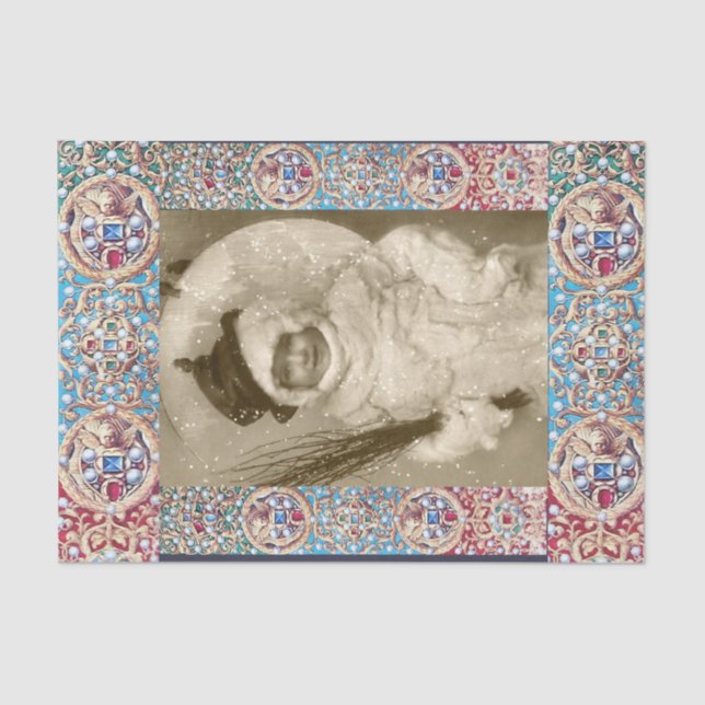 PAPEL DE SEDA PLANTILLA DE FOTO DE INVIERNO, ÁNGELES, JOYAS PREC (Anverso)