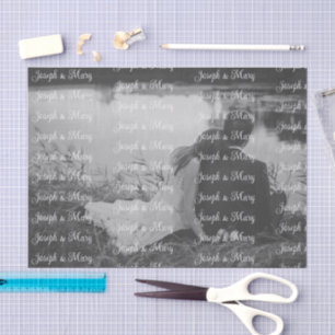 Papel De Seda Plantilla de texto para foto personalizada en blan